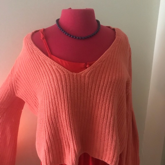 Free People Cropped Sweater M Wide Sleeves - Picture 4 of 6